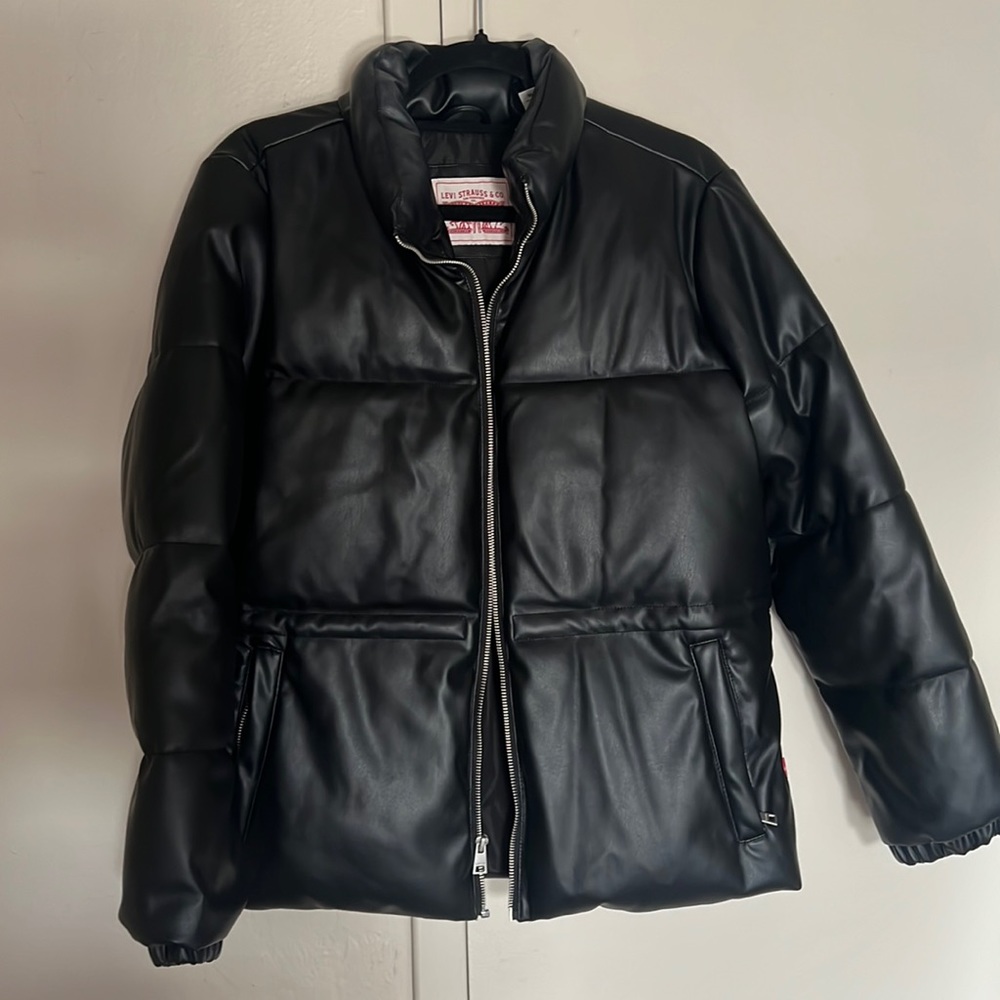 Levi’s leather puffer jacket